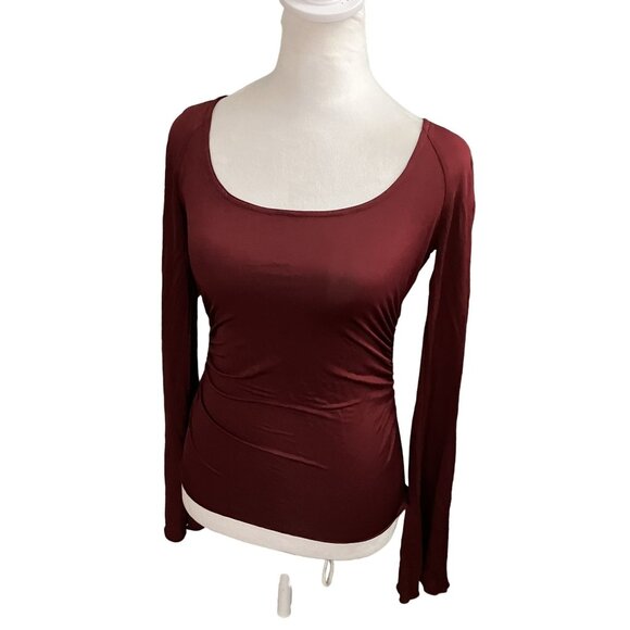 Intimately Free People Burgundy Lace Back Long Sleeve Top Size XS - Picture 1 of 4